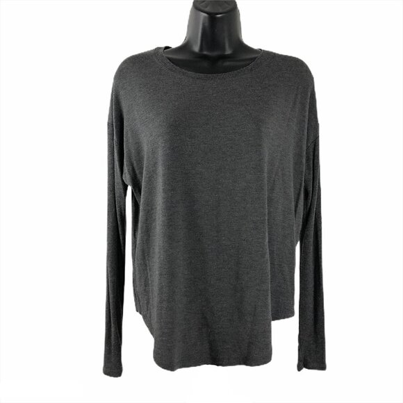 Athleta Cloud Rib Sleeve Top‎ Gray Modal Blend - Picture 1 of 6
